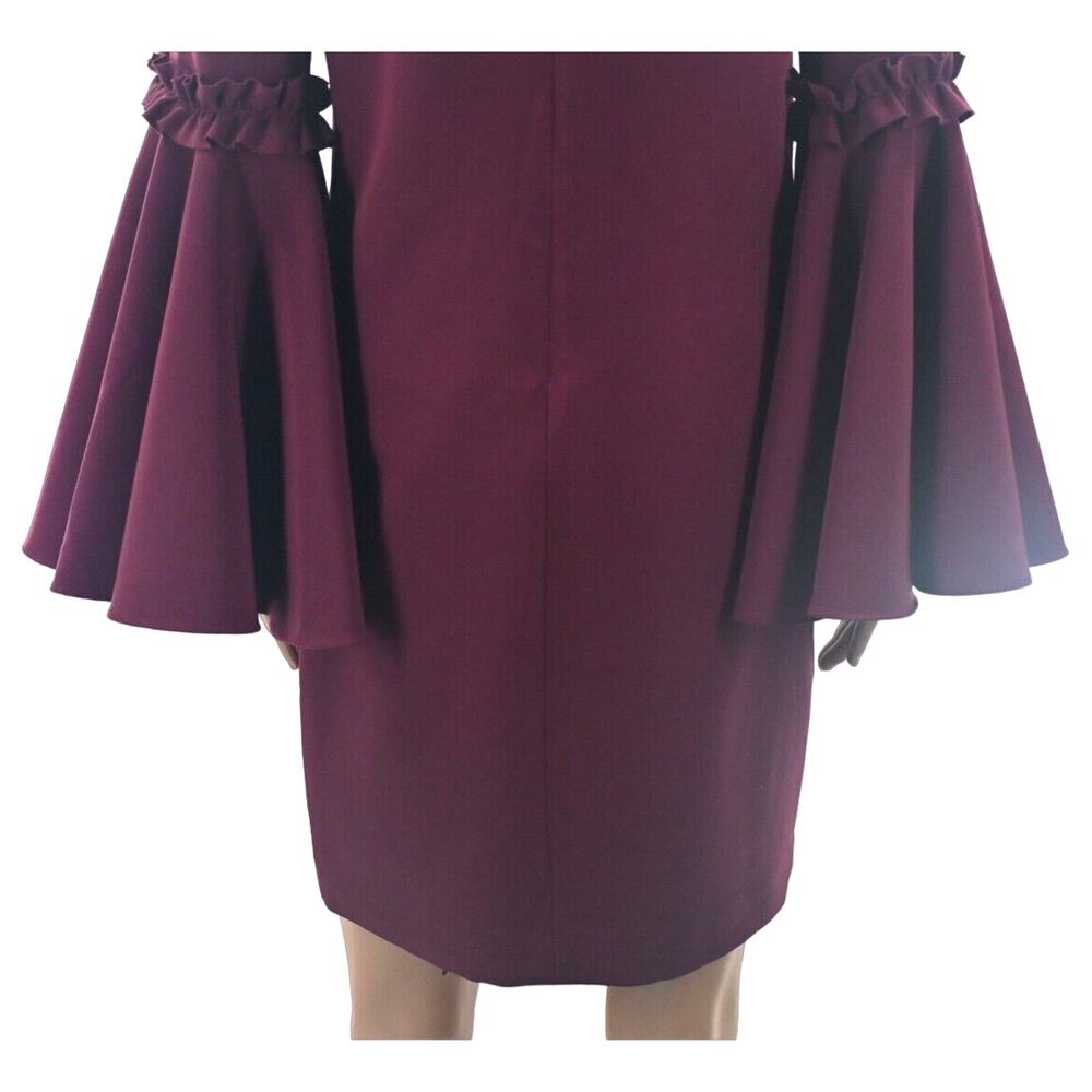MILLY Cady Burgundy Red Bell Sleeves Mini Dress 4 Holiday USA Classic Maximalist - Picture 9 of 12